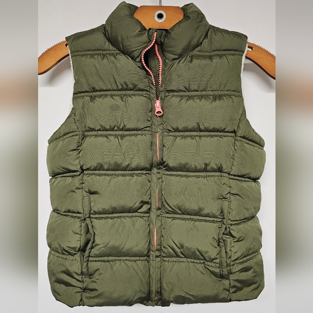 Kids Olive Green Puffer Vest